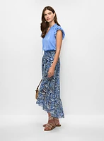 Crepe Floral Maxi Skirt