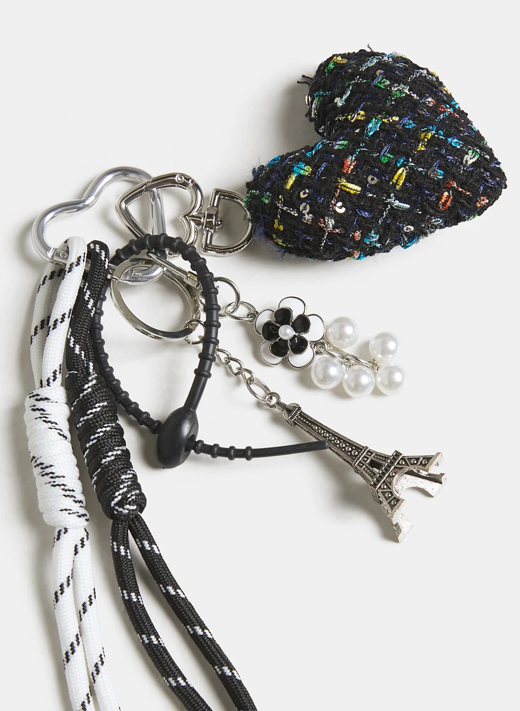 Tweed Heart Key Chain