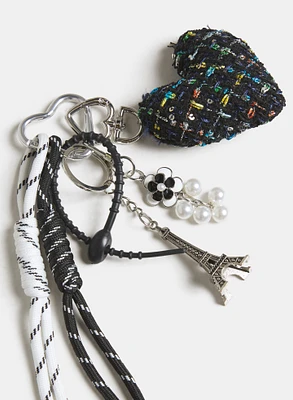 Tweed Heart Key Chain