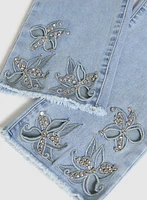 Embroidered Denim Capris