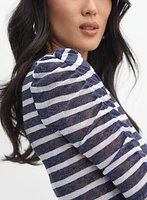 Striped Elbow Sleeve Top