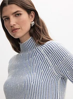 Pull à deux tons col cheminée