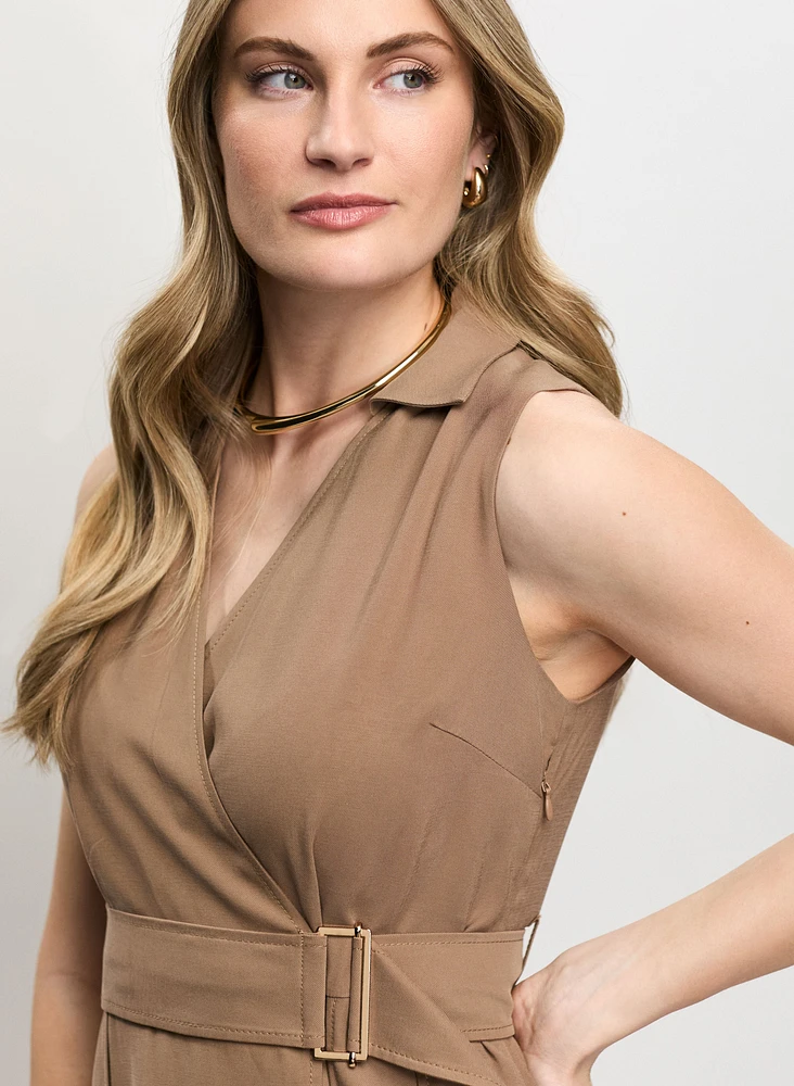 Robe ceinturée à poches appliquées