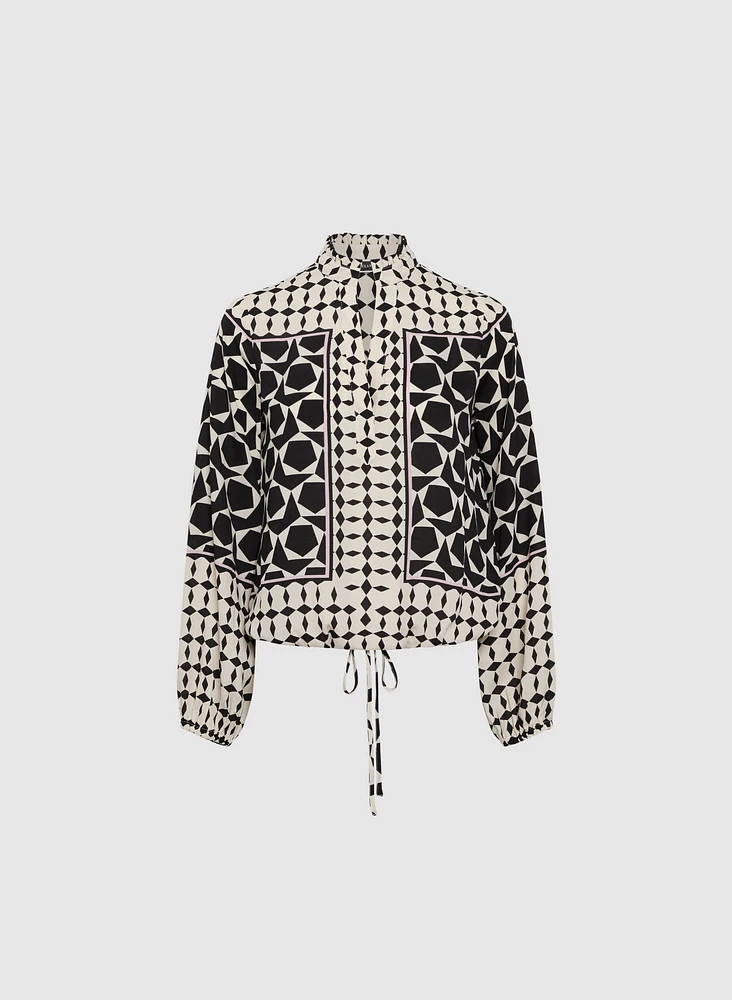 Mixed Geometric Print Blouse