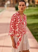 Blouse à motifs en lin