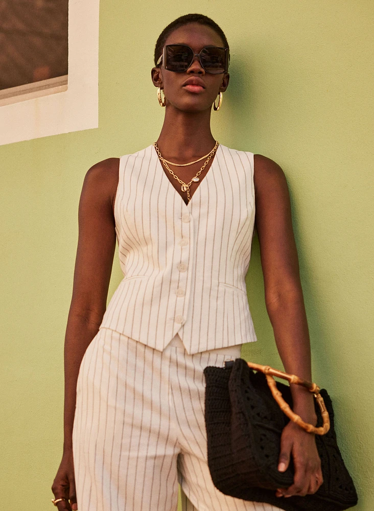 Veste rayée en mélange de lin