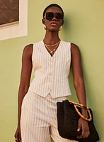 Veste rayée en mélange de lin