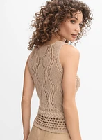 Braid Detail Open Knit Tank