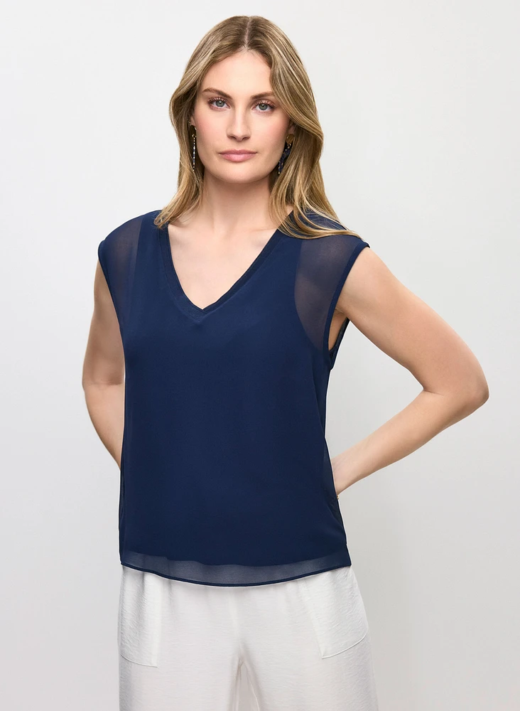 Blouse en chiffon à encolure V