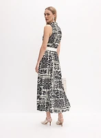 Robe maxi à motif floral géométrique