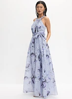 Robe de soirée florale à col licou