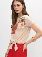 T-shirt à imprimé floral en paillettes
