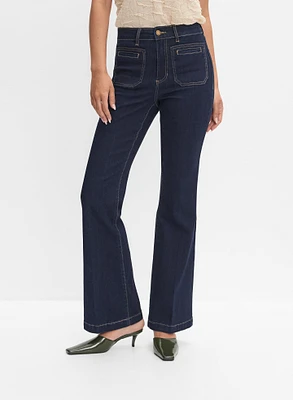 Patch Pocket Flare-Leg Jeans