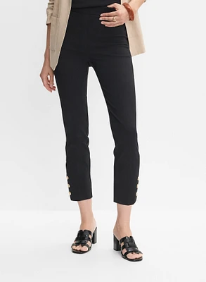 Buttoned Hem Capris
