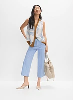 Palm Print Colour Block Blouse