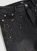 Rhinestone Detail Straight Leg Jeans