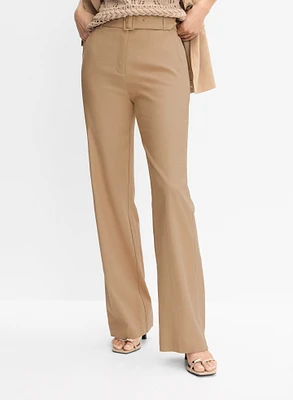 Pantalon large en mélange de lin