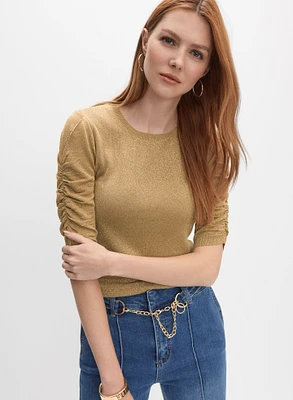 Shirred Glitter Knit Top