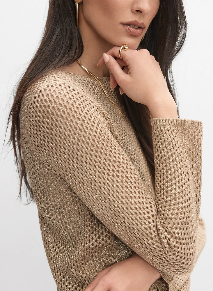 Metallic Open Knit Sweater