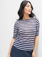Striped Elbow Sleeve Top