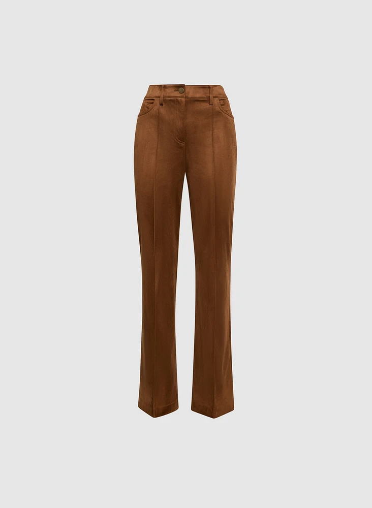 Pantalon large en faux suède