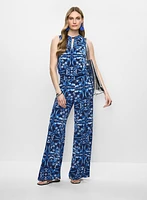 Pantalon à jambe large motif abstrait