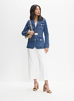 Veste en denim à ceinture et poches