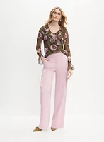 Rose Print Flounce Top
