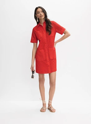 Eyelet Embroidered Shirt Dress