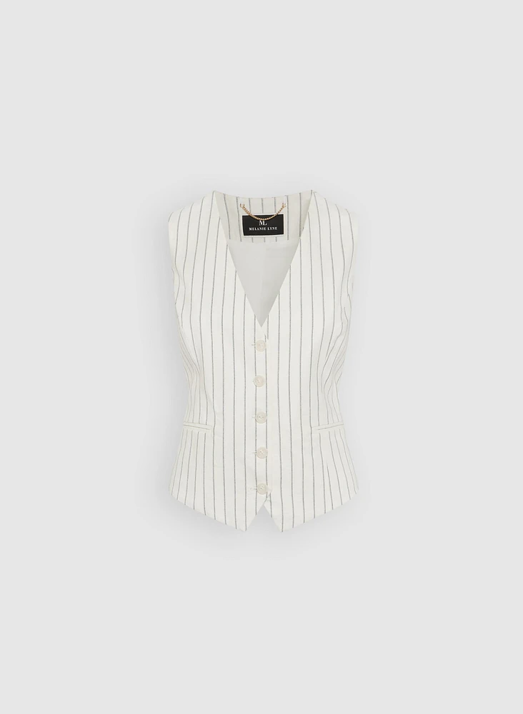 Veste rayée en mélange de lin