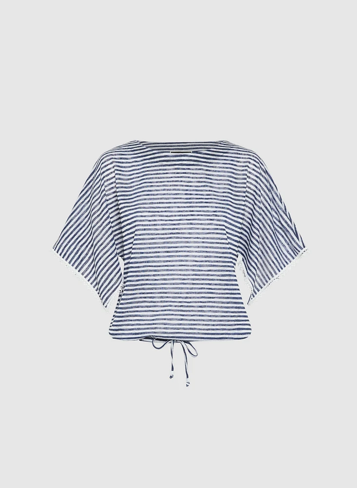 Striped Crochet Trim Top