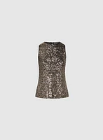 Sequined Crew Neck Top