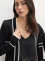 Cardigan à bordure contrastante