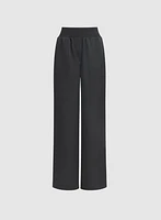 Pantalon large à taille côtelée