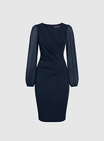 Robe plissée à manches bouffantes