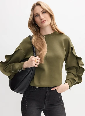 Ruffle Sleeve Sweatshirt