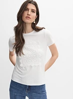 Cotton Crochet Applique T-Shirt