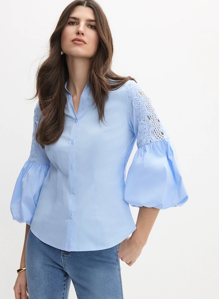 Crochet Balloon Sleeve Blouse