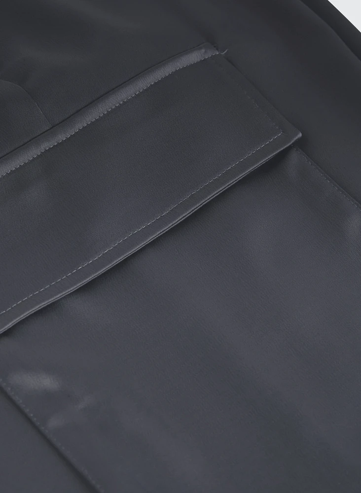 Pantalon cargo en satin à jambe large