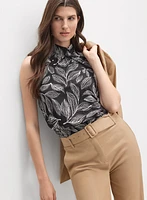 Sleeveless Leaf Print Top