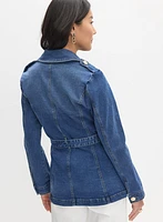 Veste en denim à ceinture et poches