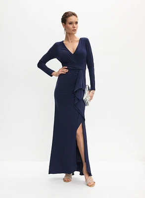 Flounce Detail Evening Dress