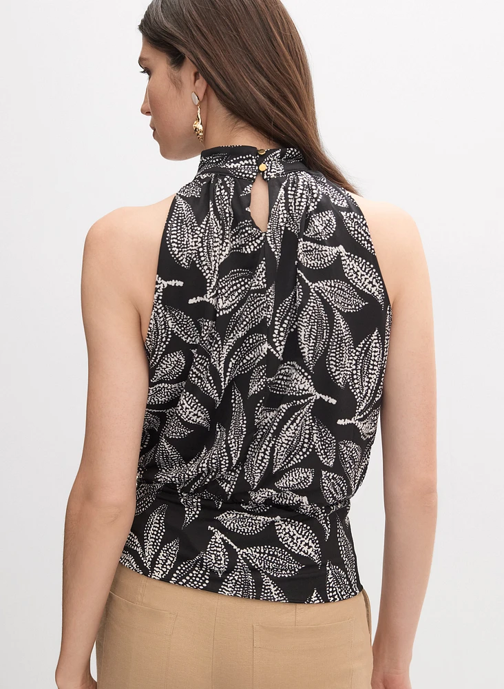 Sleeveless Leaf Print Top