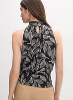 Sleeveless Leaf Print Top