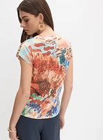 T-shirt à motif léopard et floral