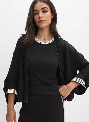 Striped Trim Zip-Up Jacket