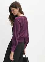 Satin Smocked Waist Blouse