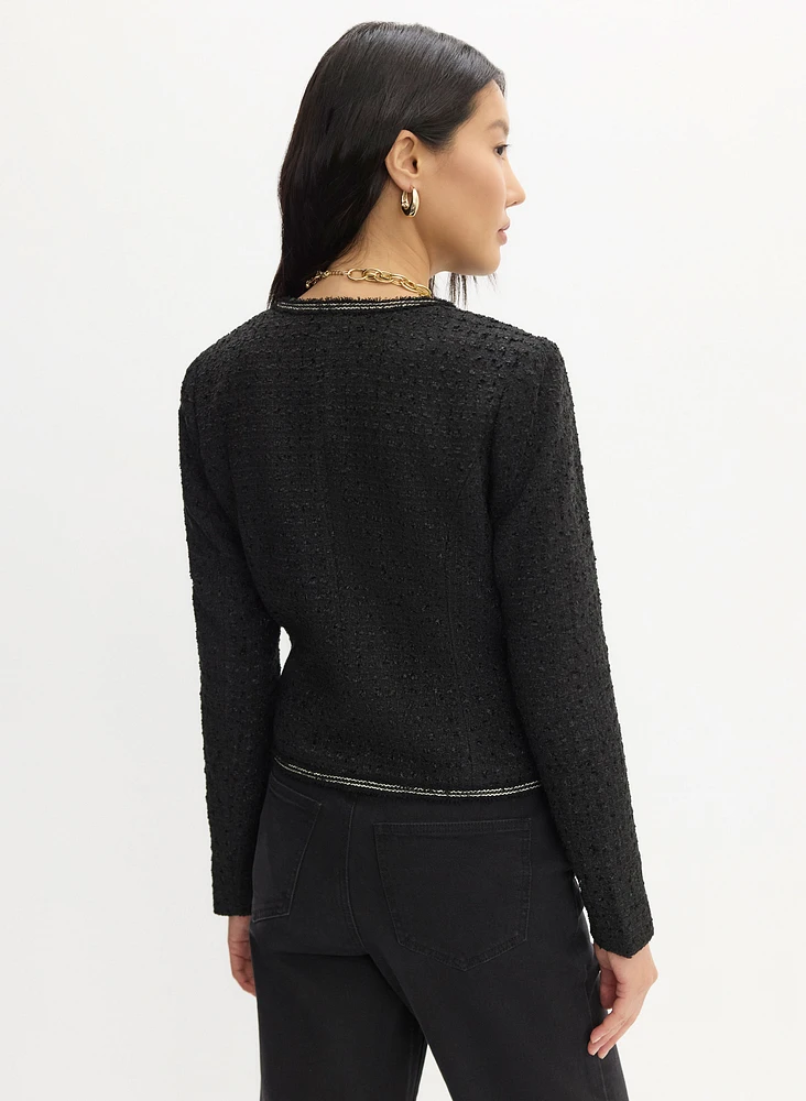 Button Detail Bouclé Jacket