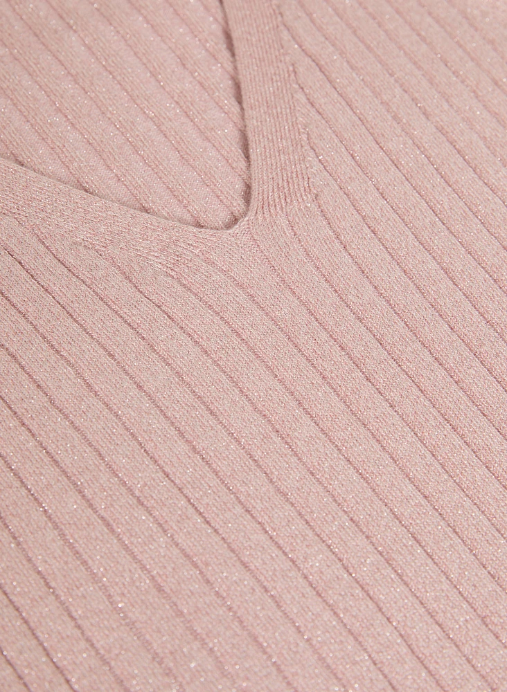 Sleeveless Ribbed Knit Sweater