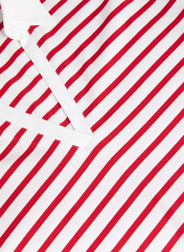 Striped Polo-Neck T-Shirt